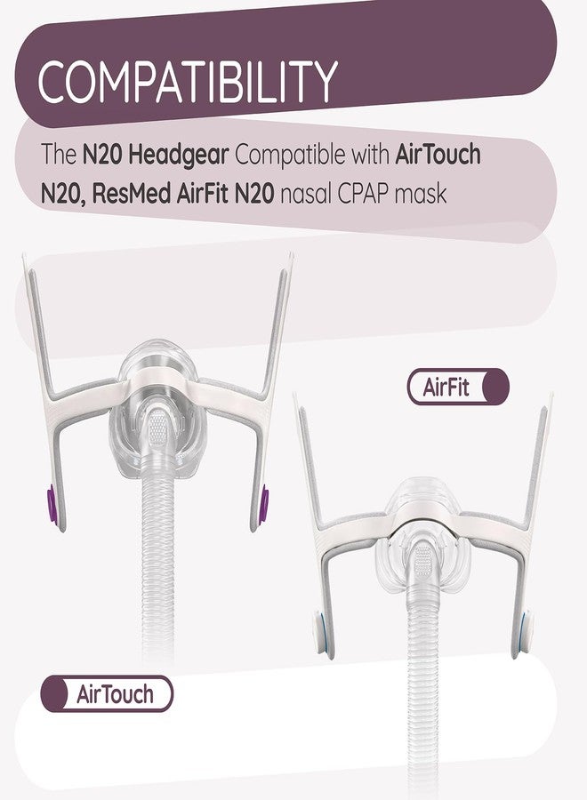 Ximoon N20 Replacement CPAP Headgear Compatible with ResMed AirFit N20 / AirTouch N20 Nasal Mask -Adjustable Headgear CPAP Accessories Headstrap Part for Airfit N20 - Medium (2 Magnetic Clips) - Image 3